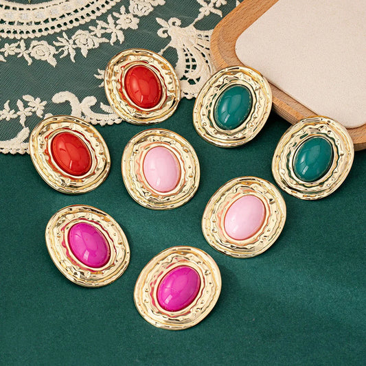 Zenat Round Geometric Stud Earrings – Women Party Gift