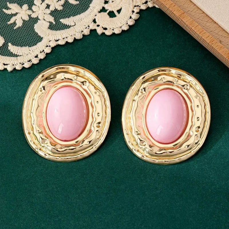 Zenat Round Geometric Stud Earrings – Women Party Gift