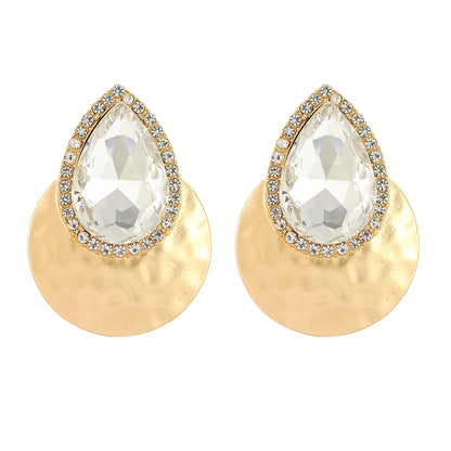 Zenat Big Round Metal Stud Earrings – Elegant Statement