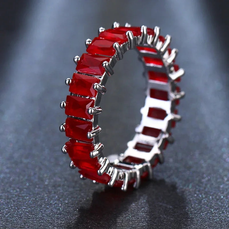 Fashion Luxury Multicolor Charm Zircon Wedding Rings for Women Round Square Stone Party Ring Jewelry