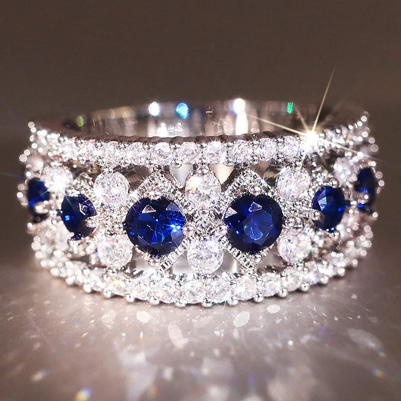 Zenat Luxury Prong Rings – Deep Blue Zircon