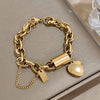 Lobster Heart Lock Stainless Steel Bracelet Gold Plated
