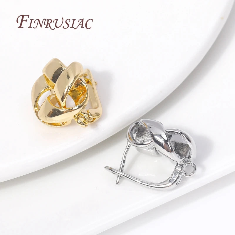 Trendy Earrings Accessories 18K Gold Plated Metal Round Earwires Earring Fasteners Hooks For DIY Women Ear Jewelry Making