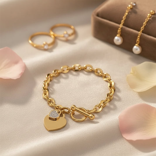 Zenat No Fade Stainless Steel Gold Plated Bracelet