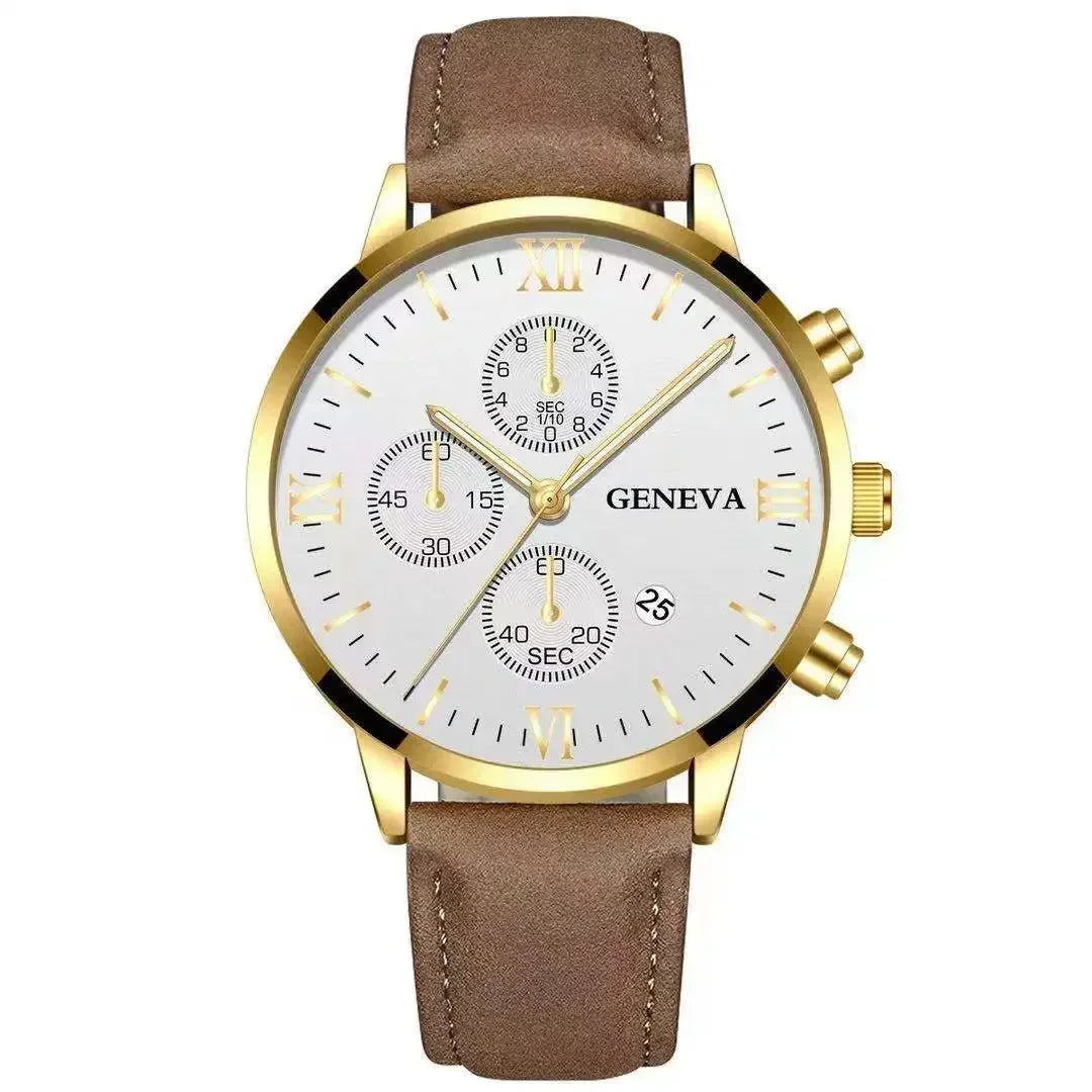 Zenat Geneva Wristwatch Alloy Case Leather