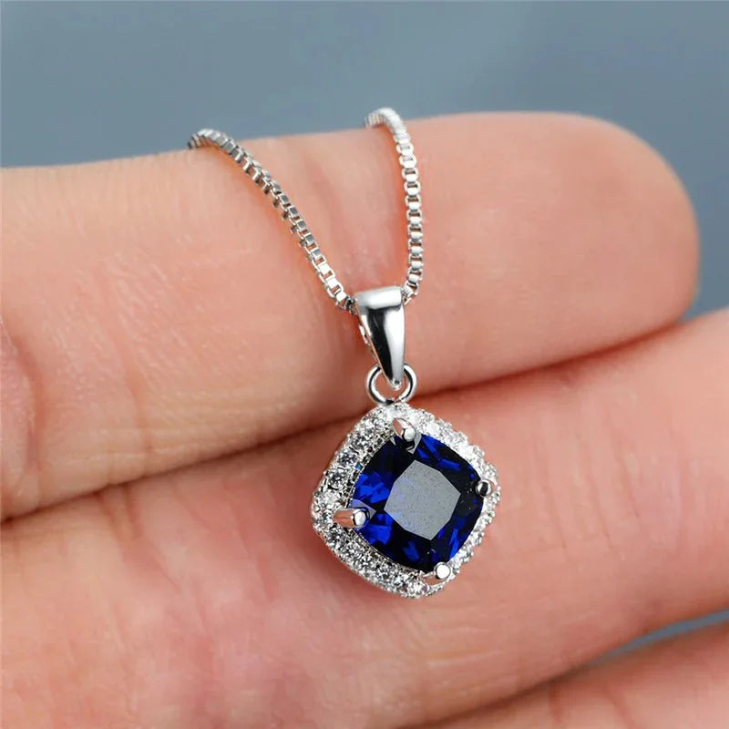 2025 Gorgeous White/Green/Purple/Pink Cubic Zirconia Women Necklace Simple and Elegant Design Female Wedding Trendy Jewelry