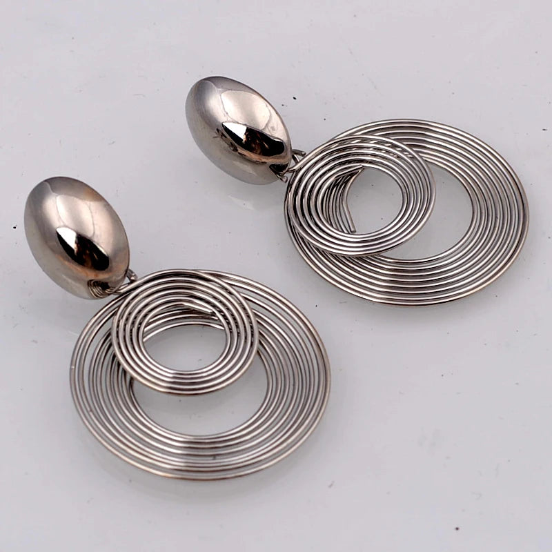 Zenat Big Round Statement Earrings – Gold & Silver