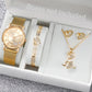Zenat Heart Band Watch Golden Quartz Butterfly Set