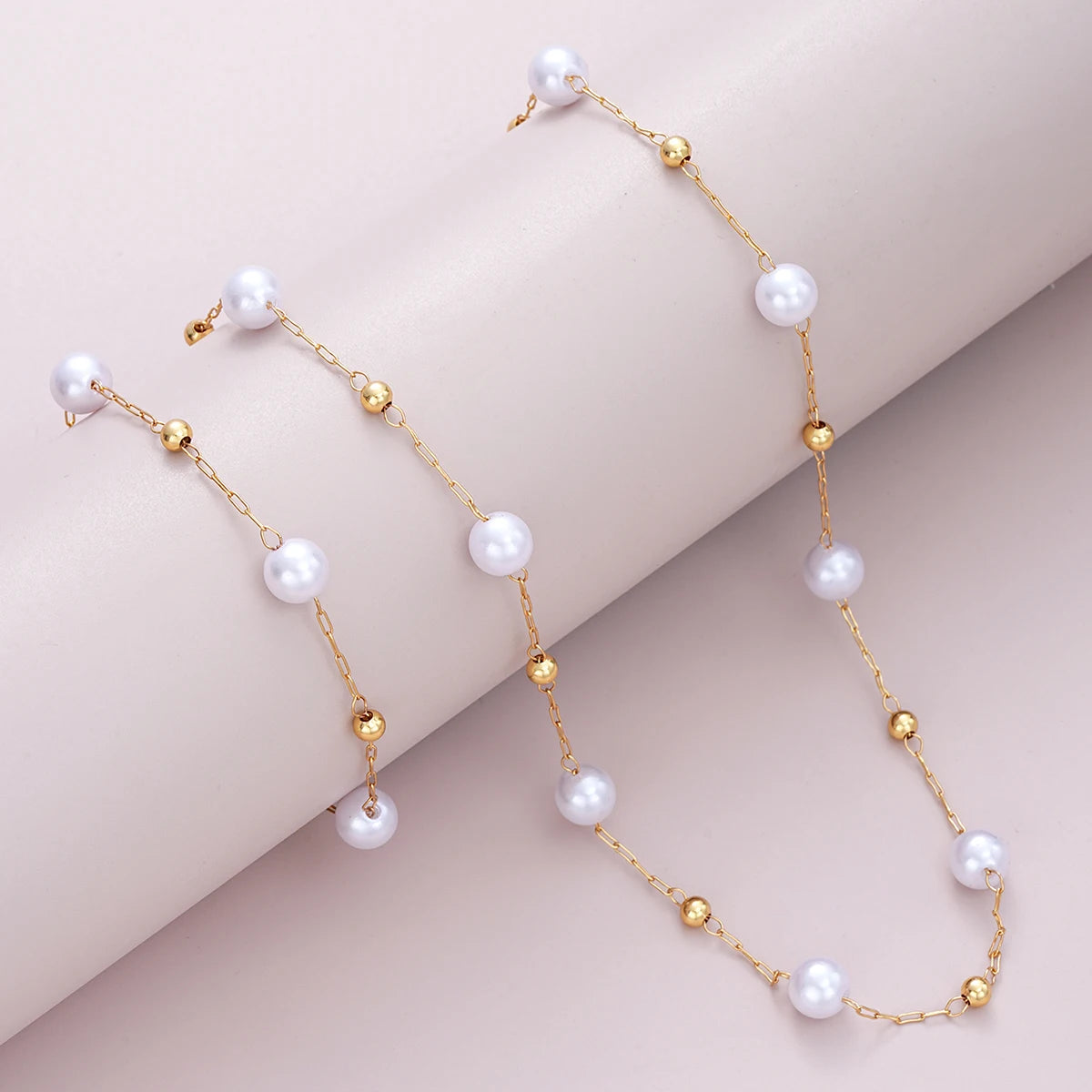 Zenat 2PC Gold Pearl Cross Jewelry Set
