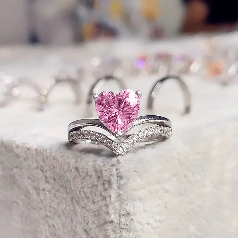 Zenat Pink Cubic Zirconia Ring for Women