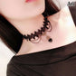 Zenat Gothic Black Lace Crystal Choker Necklace