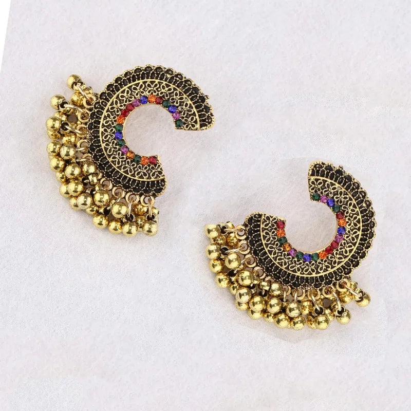 Zenat Colorful CZ Tassel Semicircle Jhumka