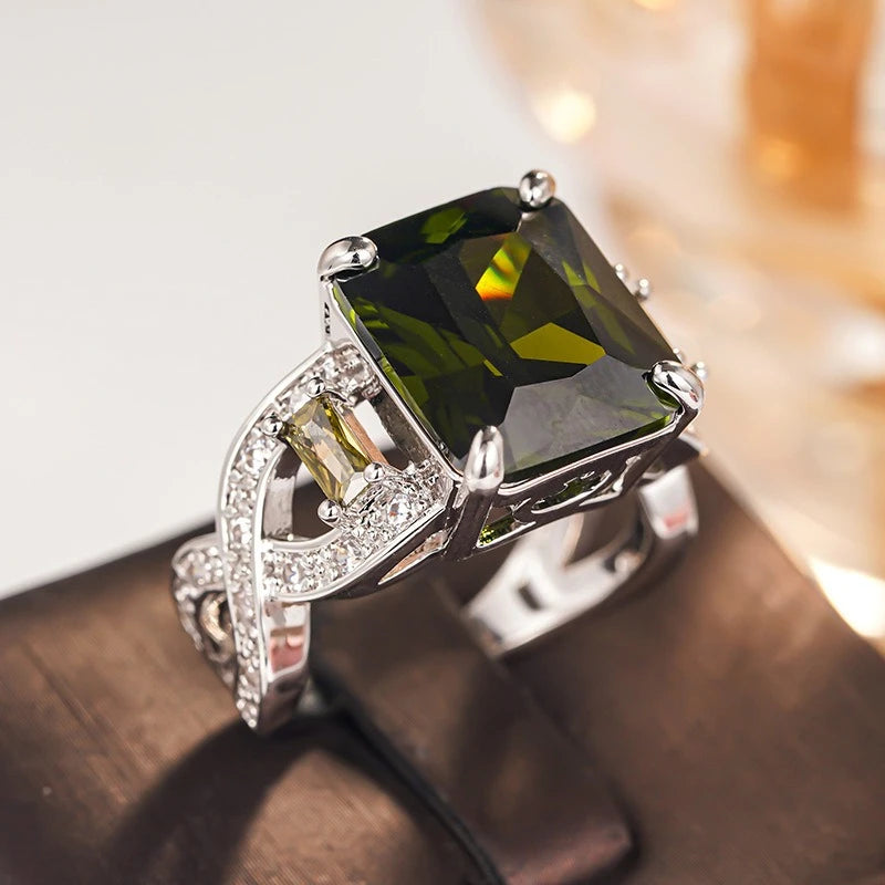 Zenat Colorful Green Cubic Zirconia Rings