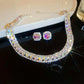 Luxury Green Rhinestone Necklace Stud Earrings For Women Crystal Choker Necklaces Ladies Fashion Weddings Banquet Jewelry Set