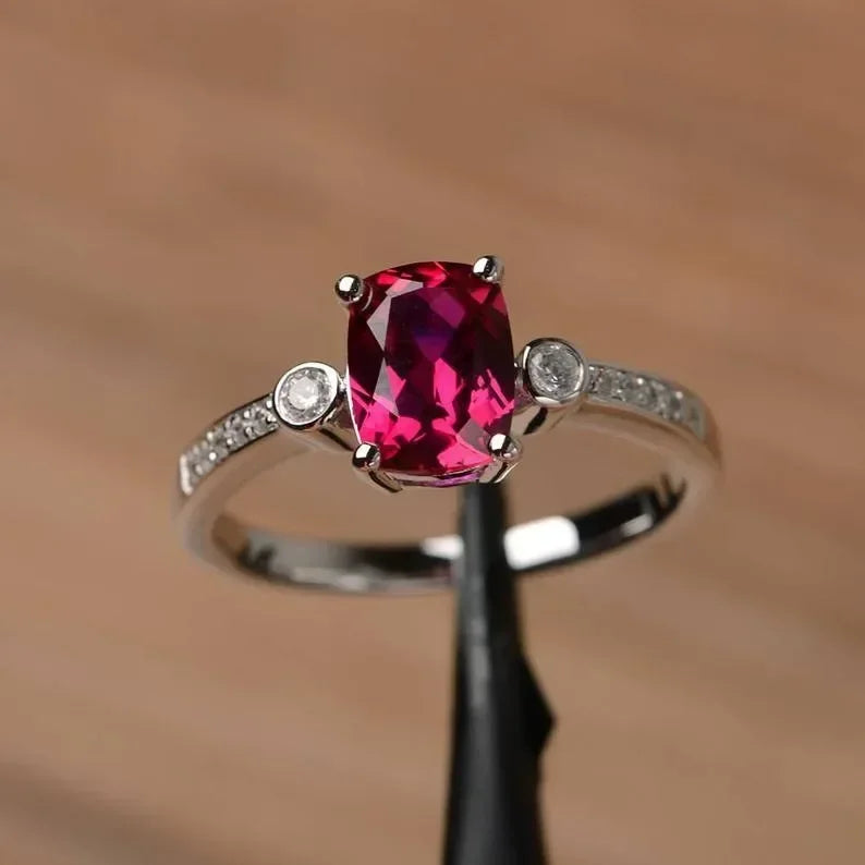 Zenat American Red Cubic Zirconia Ring