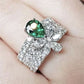 Zenat Green Oval Crystal Party Women's Ring