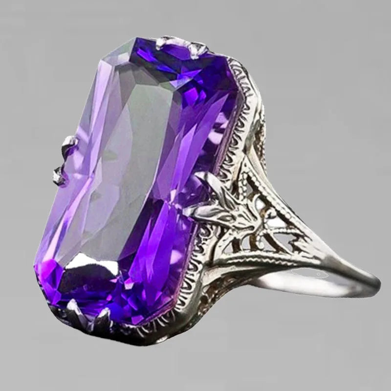 Zenat Oval Crystal Wedding Engagement Ring