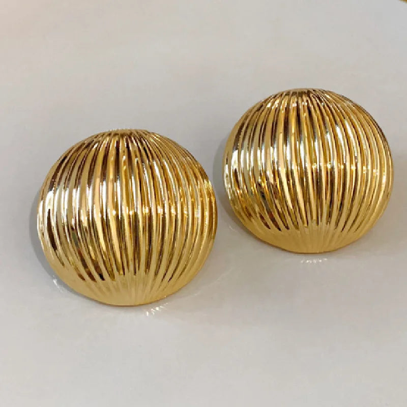 Zenat Golden Woven Clip-On Earrings – Geometric Non-Pierced