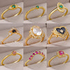 Zenat Gold Zircon Adjustable Stainless Steel Ring