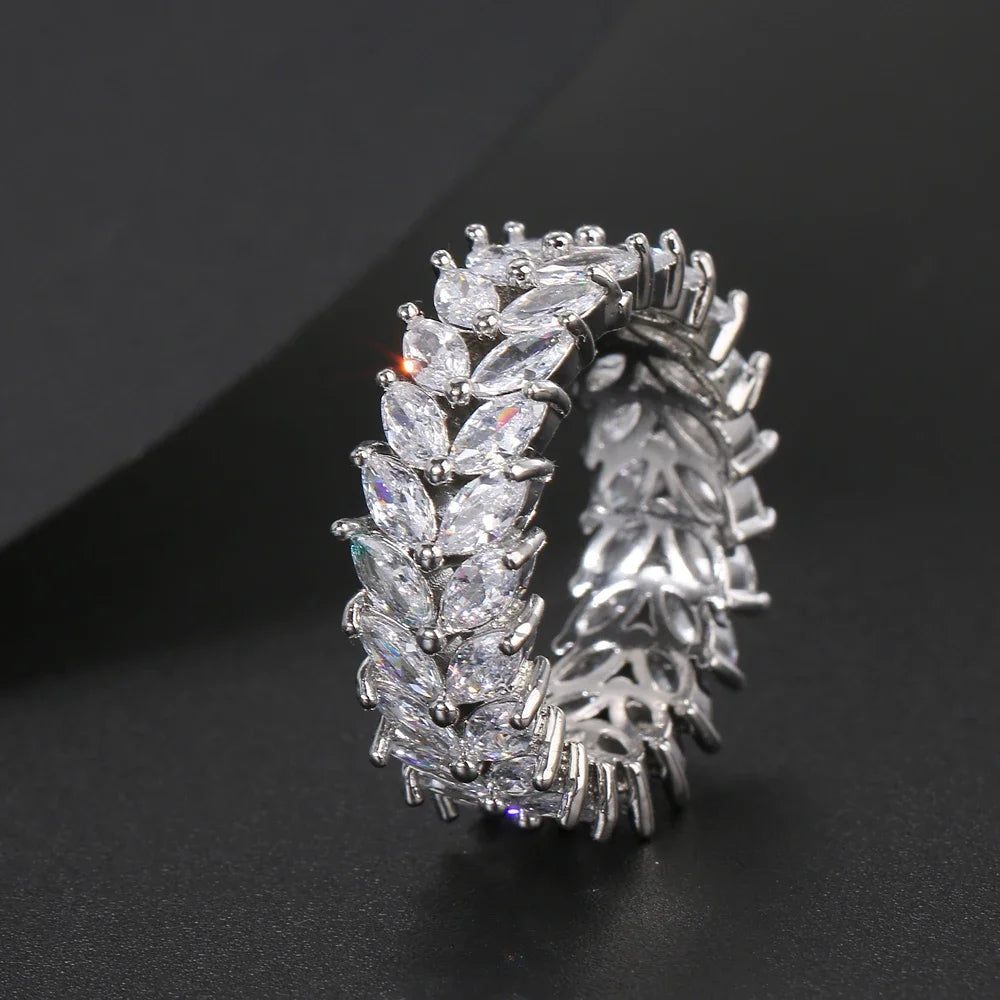 Fashion Luxury Cubic Zirconia Engagement Rings for Women Marquise Crystal Wedding Ring Party Jewelry Gift