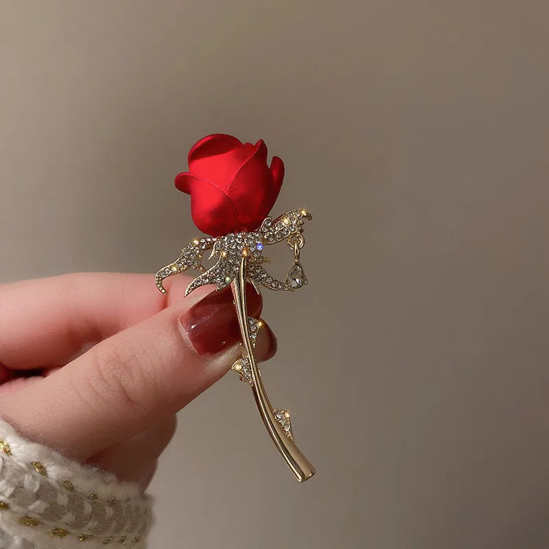 Zenat Sweet Flower Rhinestone Lapel Pin Brooch