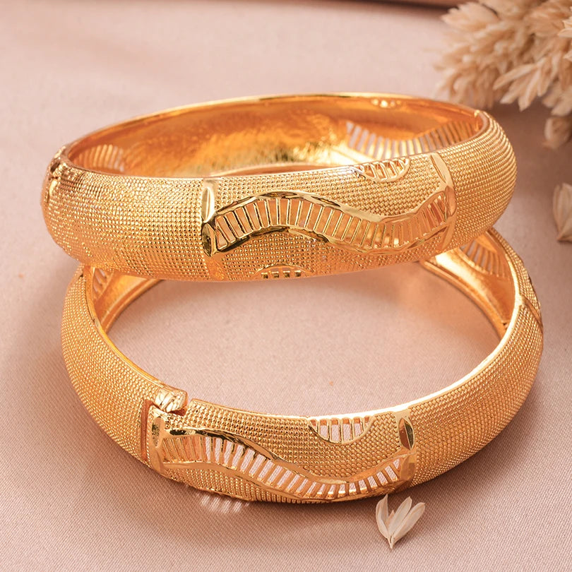Ethiopian Gold Color Bangles for Women African Jewelry Habesha Middle East Girl Wedding bracelets Gift