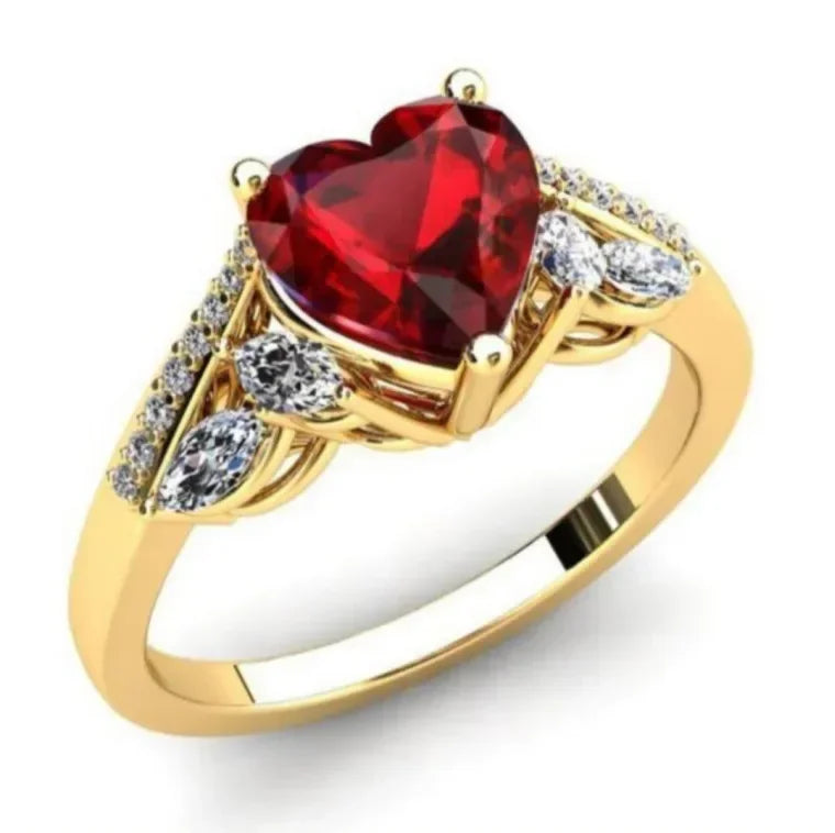 Zenat American Red Cubic Zirconia Ring