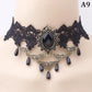 Zenat Gothic Black Lace Crystal Choker Necklace