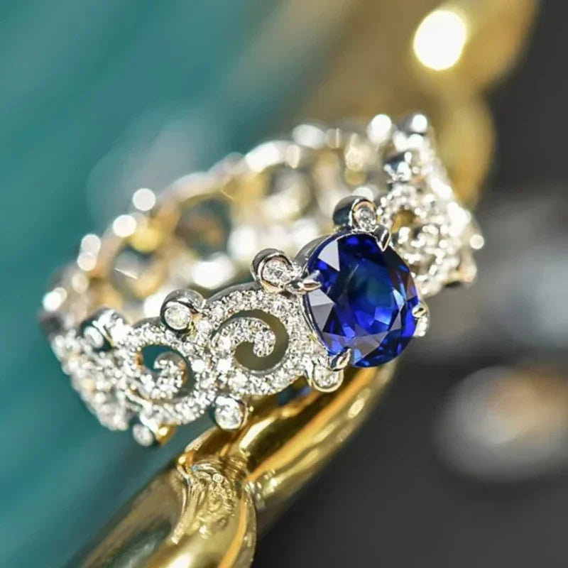 Zenat Blue Cube Zircon Elegant Ring