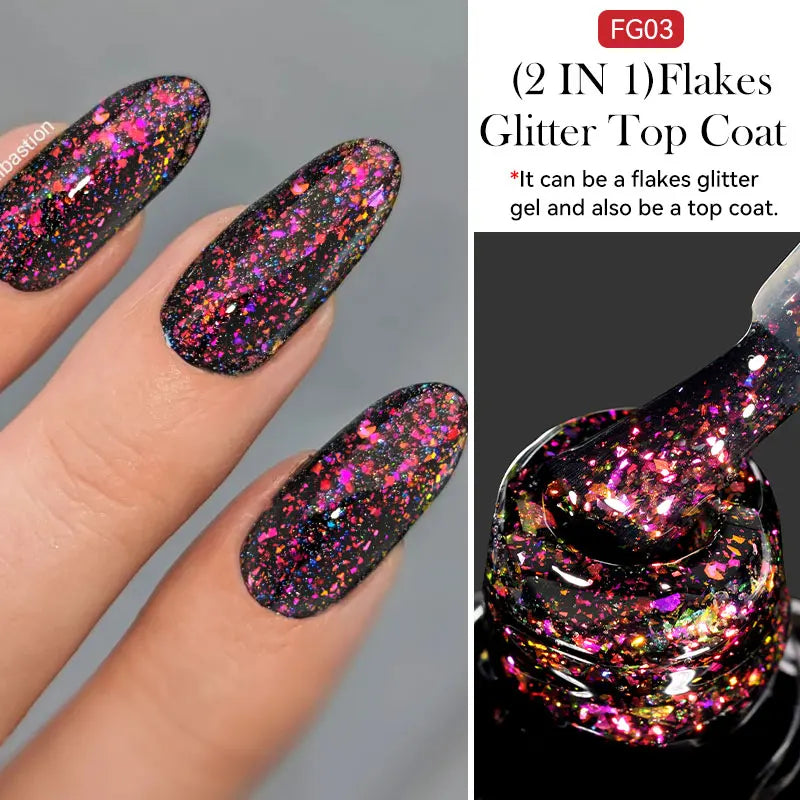 Zenat Bright Red Sparkling Glitter Gel Nail Polish