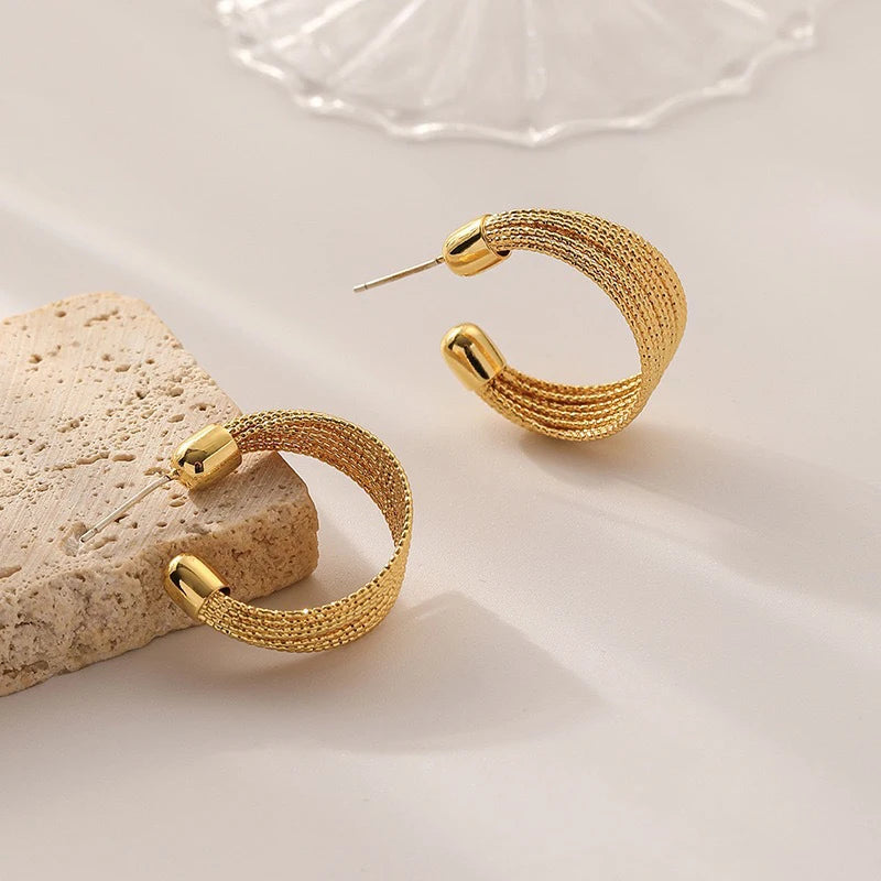 Zenat Big Hoop Earrings – Geometric Layered Luxury Drop