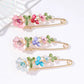 Zenat Rhinestone Flower & Leaf Lapel Pin Brooches