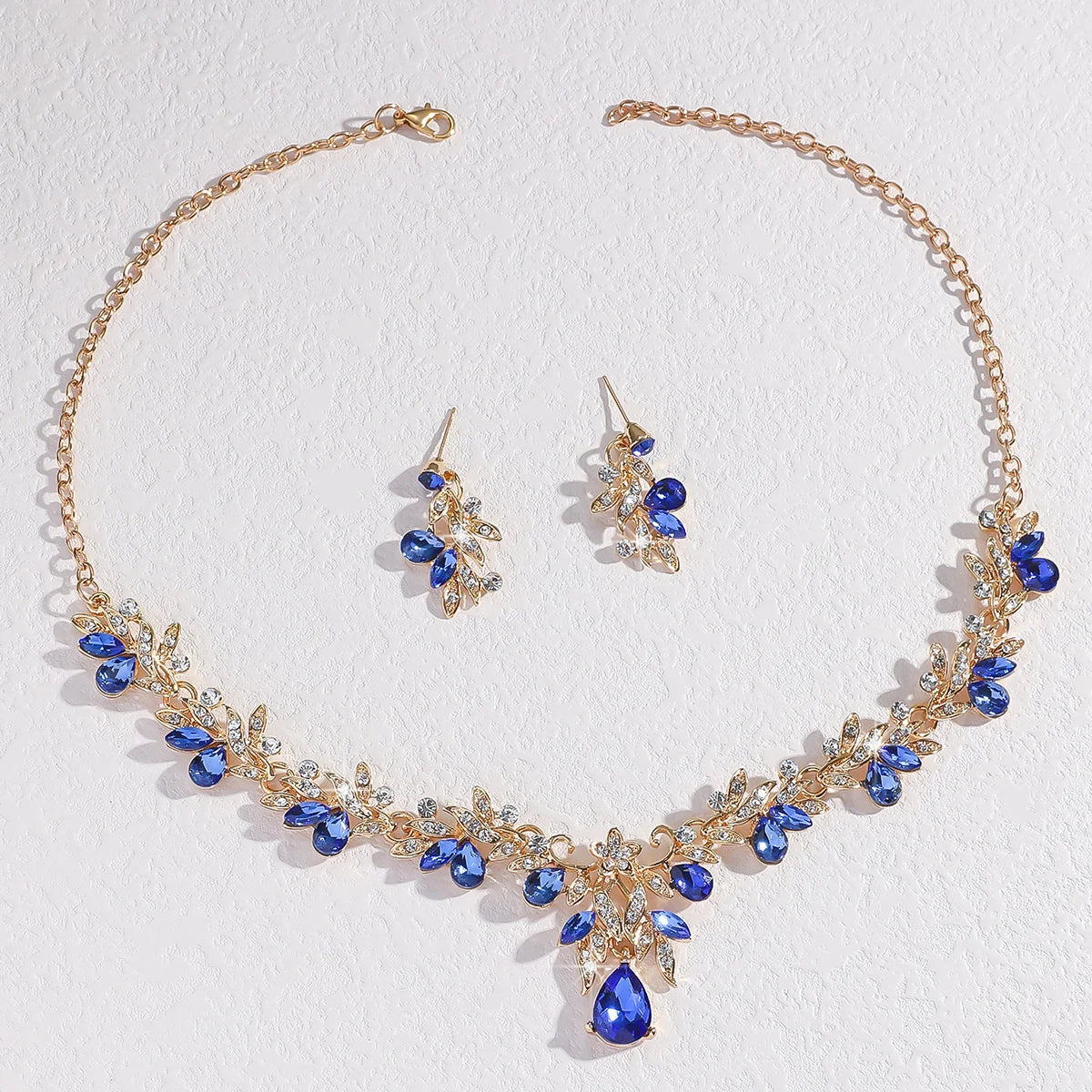 Zenat Sparkling Leaf Water Drop Jewelry Set