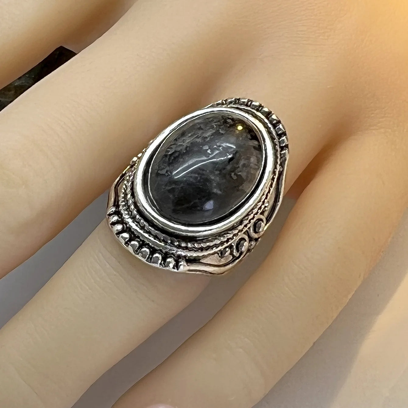 Zenat Victorian Women’s Faux Turquoise Carved Ring