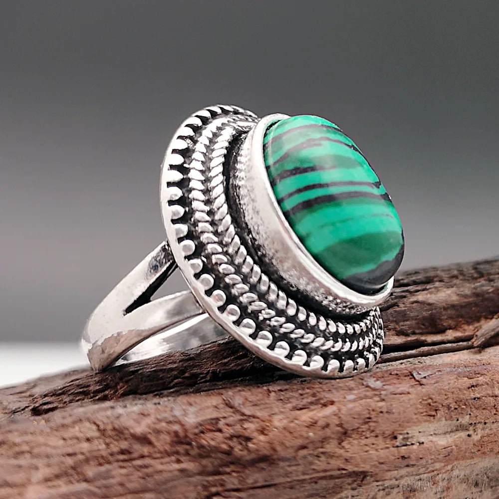 Zenat Victorian Women’s Faux Turquoise Carved Ring