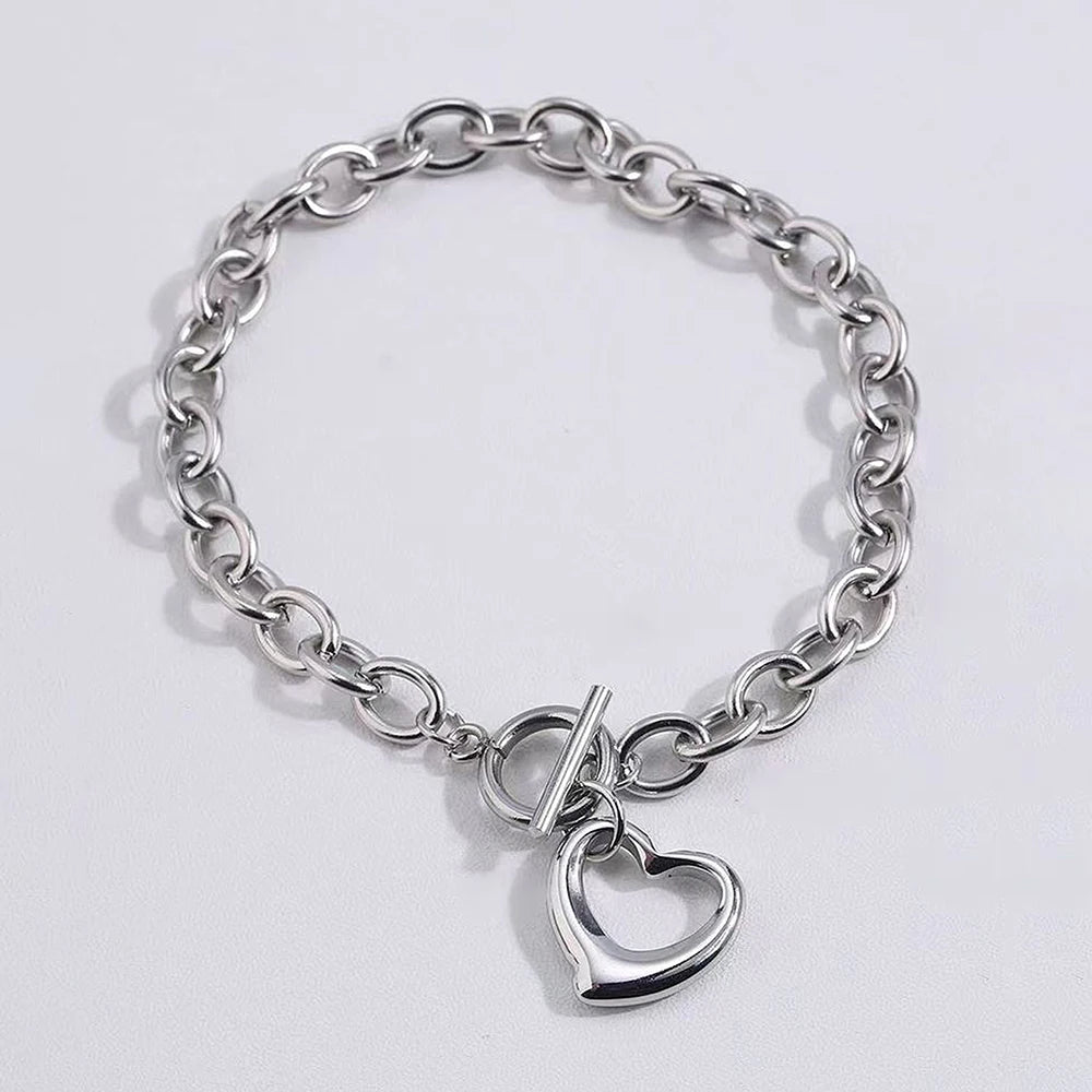 Zenat Love Stainless Steel Bracelet & Necklace Set