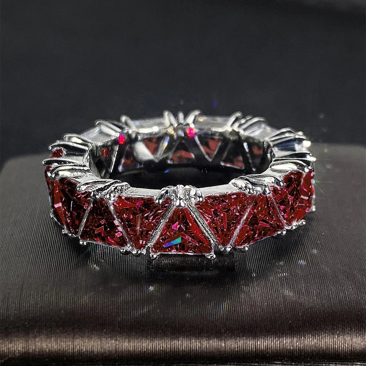 Zenat American Red Cubic Zirconia Ring
