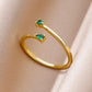 Zenat Gold Zircon Adjustable Stainless Steel Ring