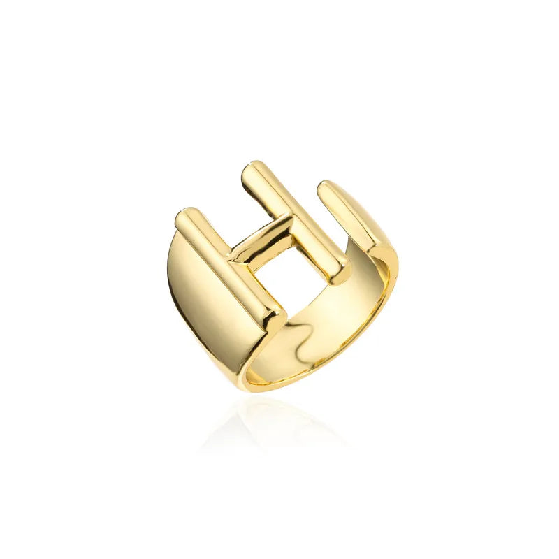 Zenat Letter Adjustable Stainless Steel Ring