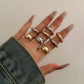 Zenat 8-Piece Chunky Mixed Metal Rings Set