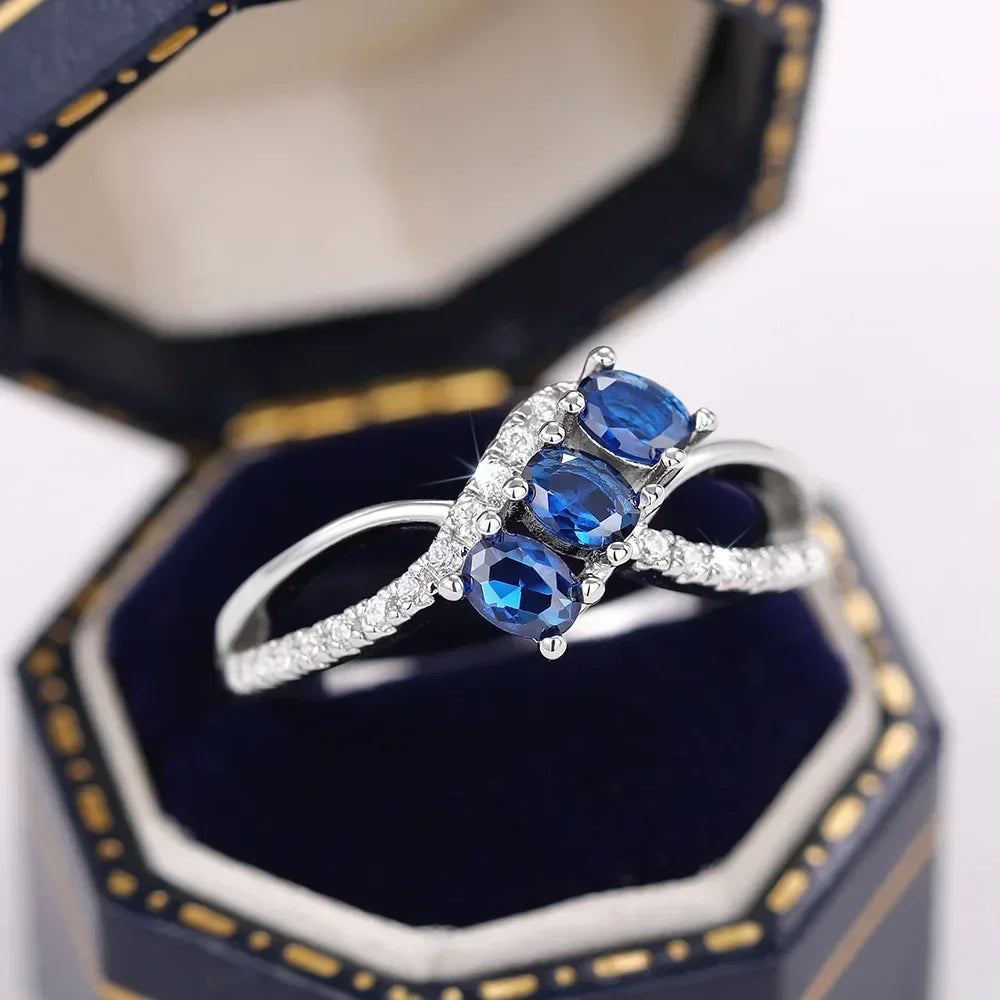 Zenat Blue Cube Zircon Elegant Ring
