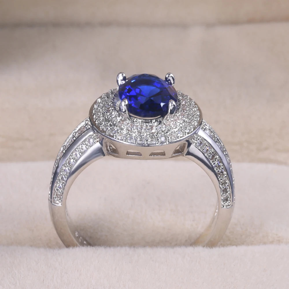 Zenat Luxury Prong Rings – Deep Blue Zircon