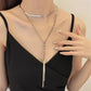 316L Stainless Steel New Fashion Fine Jewelry 134cm Pull Adjusting Charm Flat Snake Chain Choker Necklaces Pendants For Women