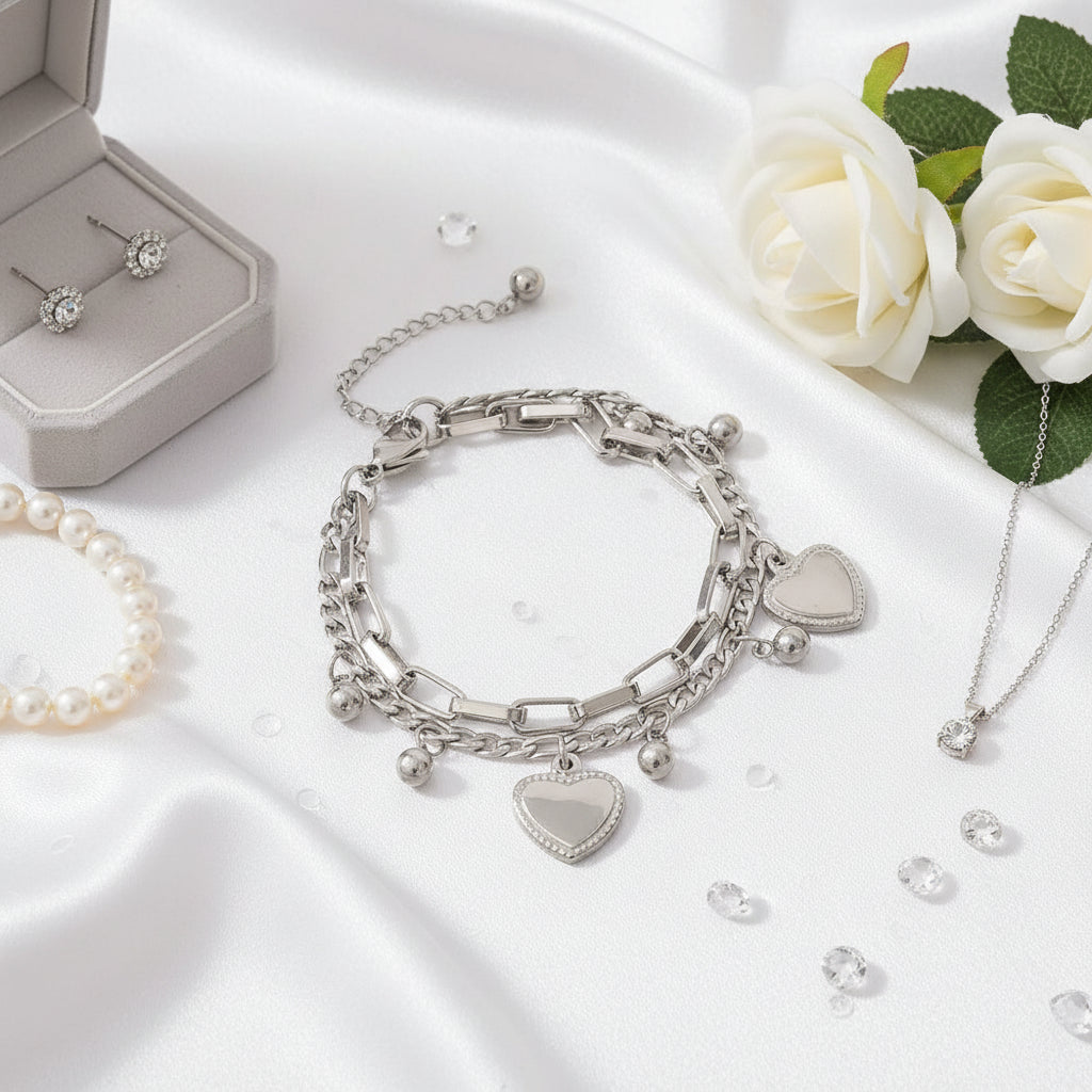 Zenat Multi layered Steel Ball Bean Love Bracelet