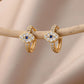 Stainless Steel Evil Eye Earrings for Women 2024 Trend Gold Color Round Circle Hoop Earrings Luxury Wedding Jewelry aretes