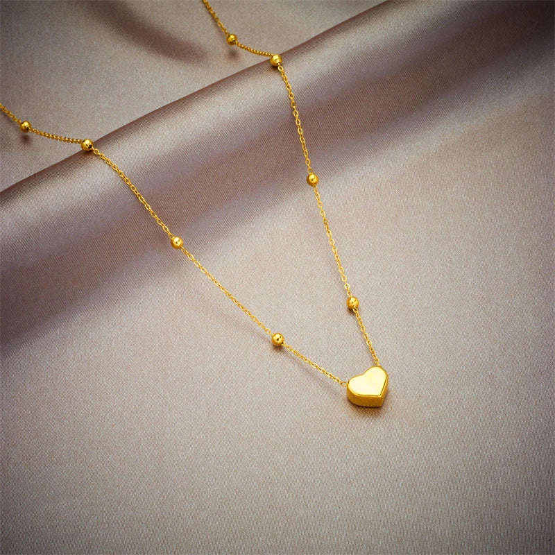 Zenat 316L Stainless Steel Golden Heart Chain Bracelets