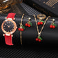 Zenat 6PCS Set Red Cherry Strap with Jewelery