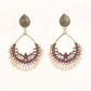 Zenat Retro Green Carved Pearl Tassel Jhumka