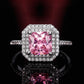Zenat Pink Sparkling Zircon Princess Square Ring