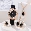 Zenat 5Pcs Set Luxury Rhinestone Watch Quartz Bracelet Set